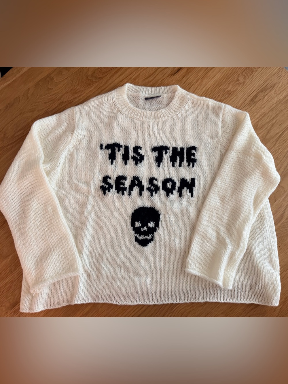Wooden Ships “’Tis the Season” Skull Sweater – Ivory – M/L
